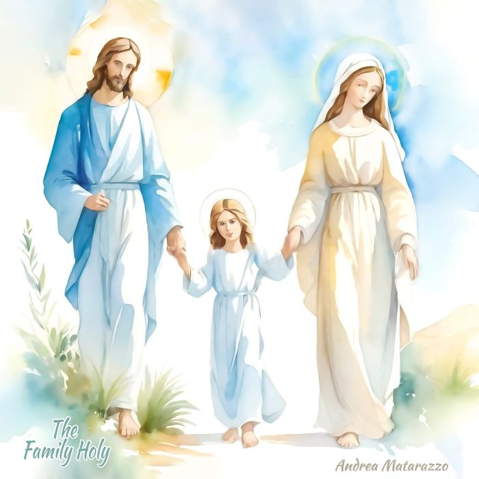 La Sacra Famiglia — acquerello, opera di Andrea Matarazzo